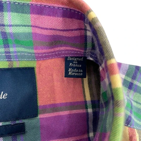 Faconnable Shirt Mens S Multicolor Plaid Long Sleeve Button Down Club Fit France - Picture 9 of 13